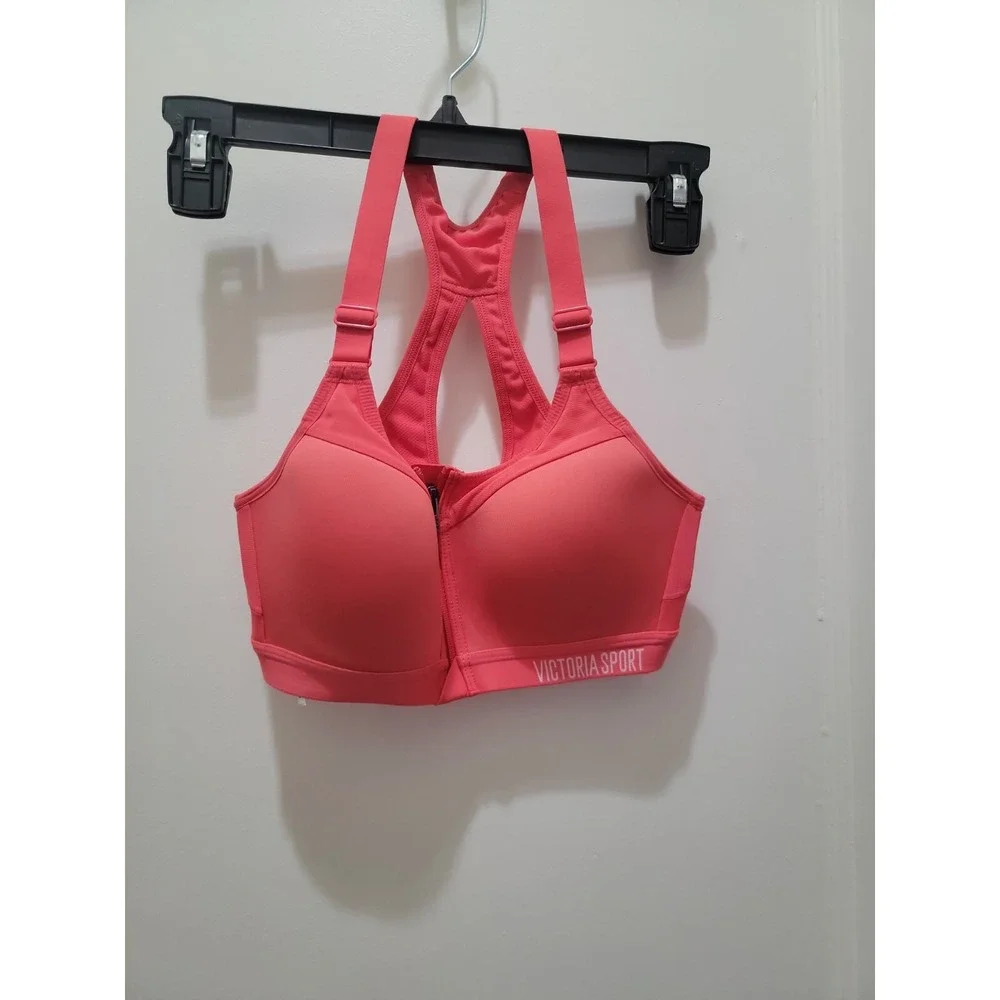 Victoria's Secrets VSX Sports Bra Maximum Support Front Zip Coral Size 32B